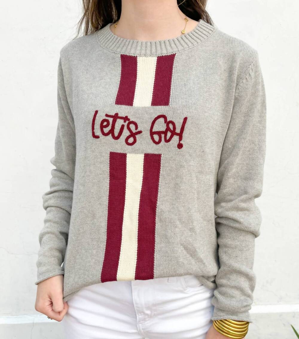 NEW PEARLS & CAMO let's go game day sweater in grey